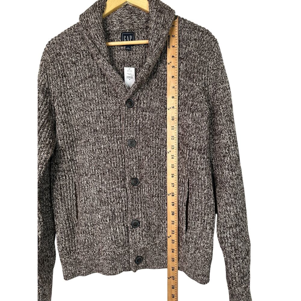 NWT! GAP M Shawl Collar Cardigan Grandpa Fisherman Sweater Cotton Jacket Brown - Picture 6 of 9